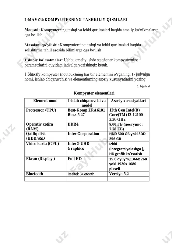 kompyuterni tashkil etish fanidan 2-amaliy ish - Page 2
