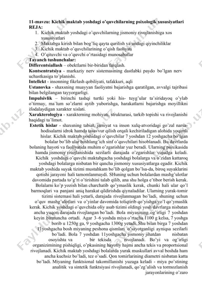 kichik maktab yoshdagi o’quvchilarning psixologik xususiyatlari — DOCX