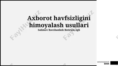axborot xavfsizligini himoyalash usullari — PPTX