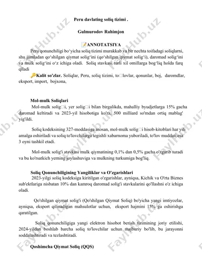 peru davlating soliq tizimi — DOCX