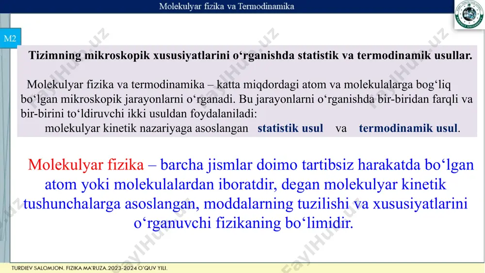 makroskopik tizimlarni statistik va termodinamik izlanish usullari - Page 3