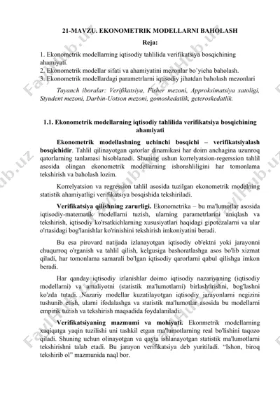 ekonometrik modellar baholash — DOC