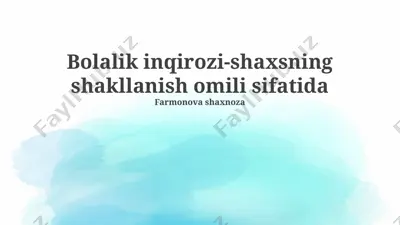 bolalik inqirozi — PPTX
