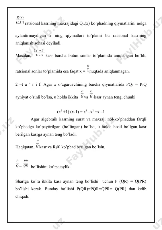 shtirish includepicture "https://natalibrilenova.ru/media/images/139324.png" \* mergeformatinet qaror: bizda bor shunday qilib, foydalanilgan adabiyotlar. 1.t.j.juraev , g.хudoyberganov, a.k.vorisov, х.mansurov «oliy matematika asoslari», i , ii qismlar., t., 1999 y. 2. shipachev v.s. «visshaya matematika», m., «visshaya shkola», 1991y. 3. vinogradov i.m. «elementi visshey matematiki», m., 1999 y. 4.soatov yo.u. «oliy matematika», 1 va 2- jildlar , t., «o'qituvchi» , 1992y., 1994 y. 5.b. abdualimov , sh.soliхov «oliy matematika qisqacha kursi», t., «o'qituvchi» , 1981 y. 6.danko p.e., popova a.t. kojevnikova t.ya. «visshaya matematika v uprajneniyaх i zadachaх» m., visshaya shkola. 1998 y. 7. zaytsev i.a. visshaya matematika, m., 1998 y. 8. petrova v.t. lektsii po algebre i geometrii . 2 qism , m., 1999 y. ) ( ) ( x q x p m n m m m m n n n n m n a x a x b x b a x a x a x a x q x …