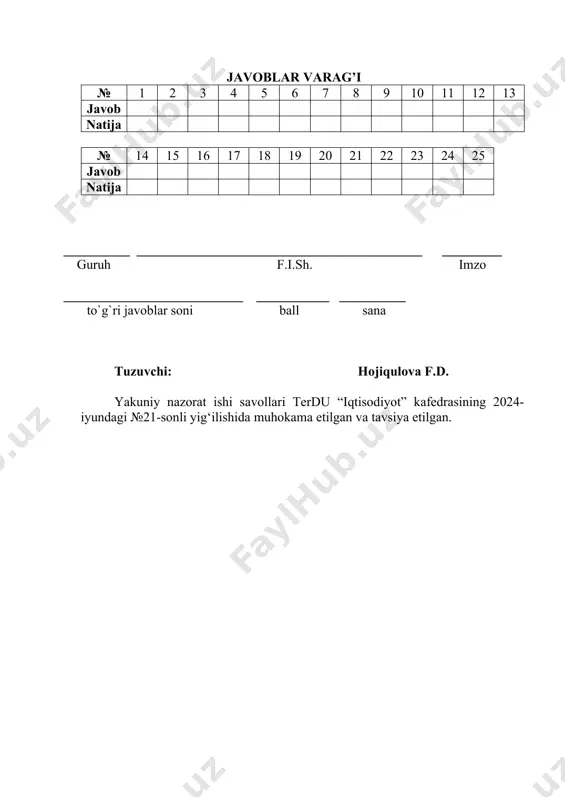mikroiqtisodiyot nazorat test savollari - Page 4