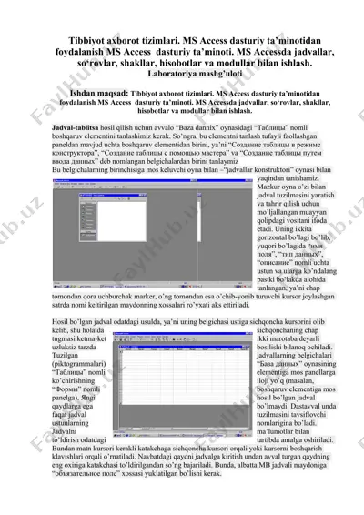 tibbiyot axborot tizimlari — DOCX