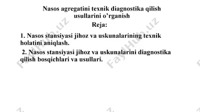 nasos agregatini texnik diagnostika qilish usullari — PDF