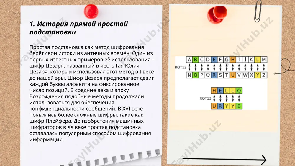 используется для передачи ключей симметричного шифрования. разработка и улучшение алгоритмов необходимы для защиты от взломов и повышения безопасности данных в условиях развития вычислительных технологий. ... t.me/slaydai_bot 7. программирование алгоритма простой подстановки алгоритм простой подстановки заключается в замене каждого символа текста на другой символ по определённому правилу. это один из простейших и наиболее известных методов шифрования. в алфавите, содержащем 26 букв, число возможных ключей достигает 26! (факториал), что примерно равно 4 x 10^26. несмотря на это, алгоритм легко взламывается частотным анализом, поскольку каждая буква заменяется на другую постоянным образом. применяется для обучения базовым концепциям шифрования и демонстрации уязвимостей простых алгоритмов. ... t.me/slaydai_bot шифрование и безопасность данных играют ключевую роль в защите информации в цифровую эпоху. по состоянию на 2023 год, более 80% интернет-трафика зашифровано с использованием протокола https. системы шифрования, такие как aes-256, считаются надежными и используются для защиты как личных, так и корпоративных данных. по данным isaca, глобальные расходы на …