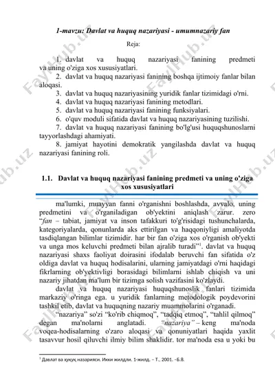 davlat va huquq nazariyasi — DOC