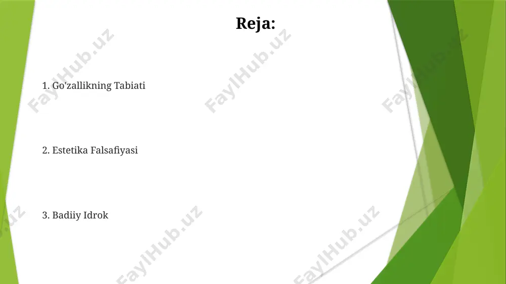 oda, go'zallik, uyg'unlik, mazmun, shakl, emotsionallik va ma'naviyat batafsil o'rganiladi. “san’atning mohiyati” asari estetik nazariyalarning 3 ta asosiy yo'nalishini – klassik, romantizm va modernizmni o'z ichiga oladi, ularning har biri san'atning mohiyatiga 2-3 xil yondashuvni taklif qiladi. estetikaning kelajagi estetika fanida 5 ta asosiy maktabning sinteziga asoslangan, transdissiplinar yondashuvlarning o'rni kuchayib, 2040-yilga kelib, ijtimoiy-madaniy tahlillar bilan uzviy bog'liq bo'ladi. kelajakda estetik qadriyatlarni aniqlashda hissiy intellekt va neyroestetikaning roli 70% ga oshishi, subyektiv tajribalarni ob'ektivlashtirish usullarini rivojlanishiga olib kelishi mumkin. estetikaning kelajagi, sun'iy intellektning rivojlanishi bilan bog'liq holda, 21-asrda yangi 3d modellashtirish va virtual haqiqat texnologiyalari orqali san'atning yangi shakllarini tug'dirishi mumkin. go'zallikning tabiati subyektiv go'zallik hissi 7 dan ortiq hissiy va kognitiv omillarga bog'liq bo'lib, bu individual tajriba va madaniy kontekstga bog'liqdir. go'zallikning obyektivligi haqidagi munozaralar platonning "ideal shakllar" nazariyasi kabi 2000 yildan ortiq davom etmoqda, bu esa go'zallikning o'zgarmas standartlarga ega ekanligini taklif qiladi. “go'zallikning tabiati” ga oid ba'zi …