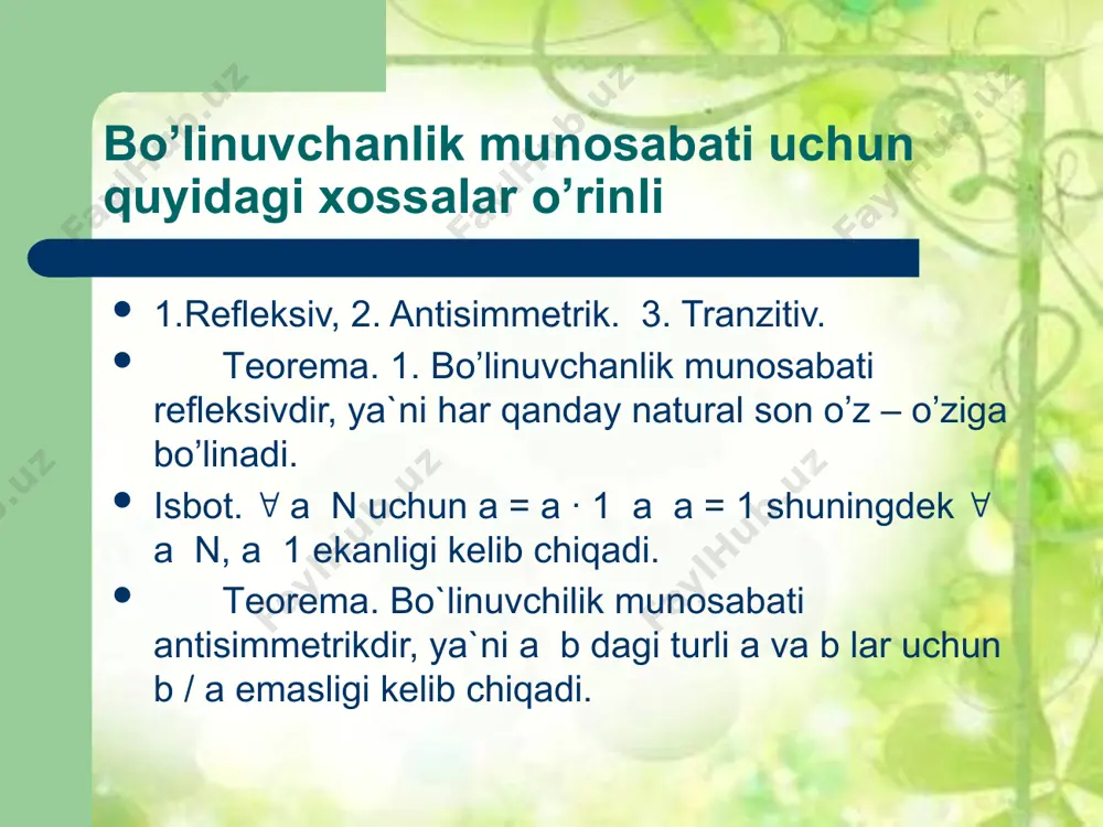 sonlarning umumiy bo`linish usullari - Page 5