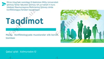konfliktologiyada muzokaralar olib borish texnikasi — PDF