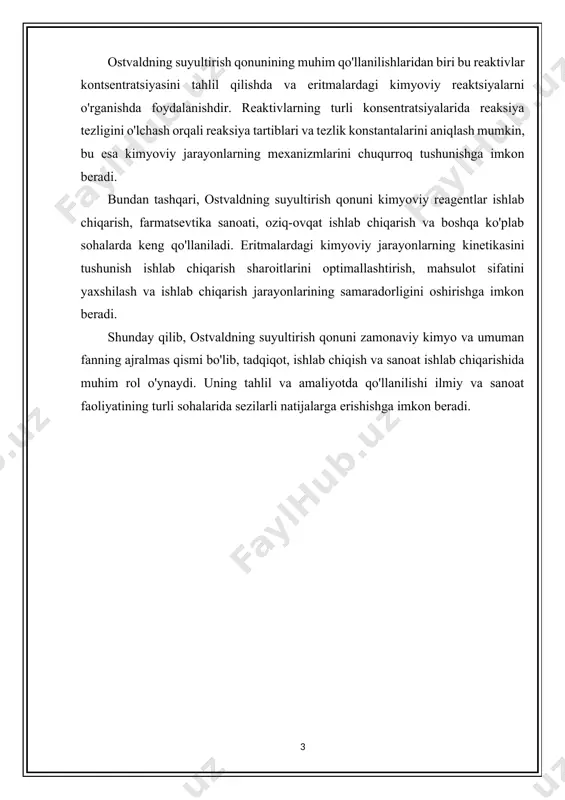sotsilanish nazariyasi. eletrolit eritmalarda reaksiya borishi. elektrolitlar suvdagi eritmalarining o‘ziga xos xususiyatlarini tushuntirish uchun shved olimi s. arrenius 1887- yilda elektrolitik dissotsilanish nazariyasini taklif etdi.keyinchalik bu nazariyani atomlarning tuzilishi va kimyoviy bog'lanish haqidagi ta’limot asosida ko‘pgina olimlar rivojlantirdilar. bu nazariyaning hozirgi mazmunini quyidagi uchta qoidadan iborat, deyish mumkin: 1. elektrolitlar suvda eriganda musbat va manfiy ionlarga ajraladi (dissotsilanadi). 2. elektr toki ta’sirida ionlar bir yo‘naiishda harakatlanadi:musbat zaryadlangan ionlar katodga, manfiy zaryadlanganlari —anodga tomon harakatlanadi. shu sababli musbat zaryadlangan ionlar kationlar, manfiy zaryadlanganlari — anionlar deyiladi. ionlarning bir yo'nalishda harakat qilishiga sabab ularning qarama-qarshi elektrodlar tomonidan tortilishidir. 3. dissotsilanish — qaytar jarayon: molekulalarning ionlarga ajralishi (dissotsilanishi) bilan bir vaqtda ionlarning birikish jarayoni (assotsilanish) ham sodir bo‘ladi. shu sababli elektrolitik dissotsilanish tenglamalarida tenglik ishorasi o'rniga qaytarlik ishorasi qo'yiladi. masalan, ka elektrolit molekulalarining kation k+ bilan anion a- ga dissotsilanish tenglamasi umumiy holda quyidagicha yoziladi: ka = k++ a+ elektrolitik dissotsilanish nazariyasi anorganik …