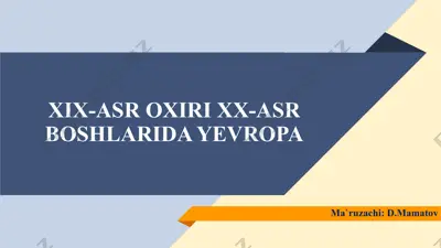xix-asr oxiri xx-asr boshlarida yevropa — PPTX
