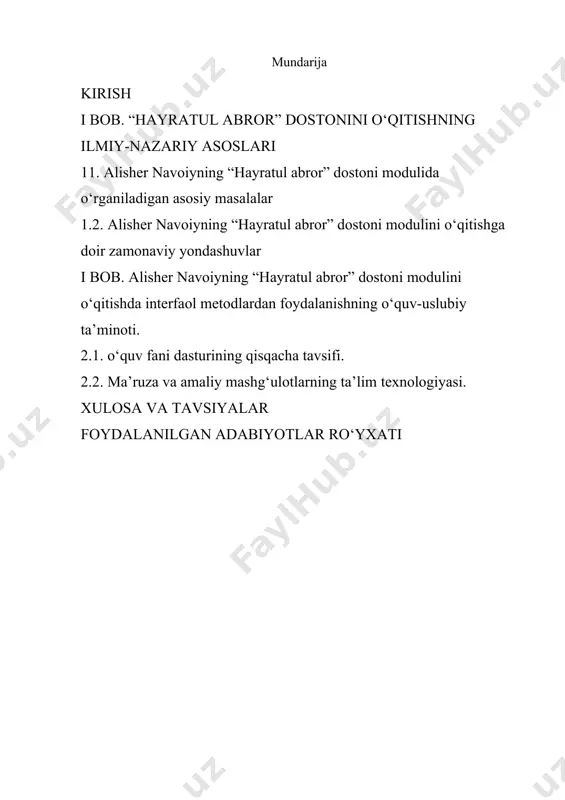 i. qolgan talabalar ham shu tarzda “ekspert guruh”larini tashkil etadi. har bir guruh belgilangan masalani muhokama qiladi. 3. so’ngra “ekspert guruhi”dagi talabalar “ishchi guruh”lariga qaytadilar va mavzuni yaxlitligicha muhokama qiladilar. 4. o‘qituvchi talabalarning mavzuni qay darajada o‘zlashtirganliklarini nazorat qiladi. boshqotirma (jigsaw) metodi bo‘yicha guruhlarga bo‘lish tamoyillari 3 kichikguruhlarshakllantiriladi amaliymashg`ulotboshqotirmatexnologiyasiasosidao`tkaziladi 1-guruhga topshiriq“hayratul-abror” dostonidagimaqolatvahikoyatlar2-guruhga topshiriqmaqolatlardaqo’yilganmasalalardoirasi3-guruhga topshiriq maqolatlargailovaqilinganhikoyatlarningmutanosibligi 4-guruhga topshiriqkomilinsonmasalasinavoiytalqinida ko'rsatmaberishvayo'naltirish 1-guruh taqdimoti2-guruh taqdimoti3-guruh taqdimoti4-guruh taqdimoti /docprops/thumbnail.jpeg слайд 11 kichik guruhlar shakllantiriladi amaliy mashg`ulot boshqotirma texnologiyasi asosida o`tkaziladi 1-guruhga topshiriq “hayrat ul-abror” dostonidagi maqolat va hikoyatlar 2-guruhga topshiriq maqolatlarda qo’yilgan masalalar doirasi 3-guruhga topshiriq maqolatlarga ilova qilingan hikoyatlarning mutanosibligi 4-guruhga topshiriq komil inson masalasi navoiy talqinida ko'rsatma berish va yo'naltirish 1-guruh taqdimoti 2-guruh taqdimoti 3-guruh taqdimoti 4-guruh taqdimoti nizomiy“xamsa”sidagihikoyatlar sulton sanjarva kampirhikoyatixayrvasharr hikoyati g’isht quyuvchi hikoyati mundarija /docprops/thumbnail.jpeg nizomiy “xamsa”sidagi hikoyatlar nizomiy “xamsa”sidagi hikoyatlar mundarija sulton sanjar va kampir hikoyati xayr va sharr hikoyati g’isht quyuvchi hikoyati navoiy “xamsa”sidagi hikoyatlar shohg’oziy hikoyati muqbilvamudbir …