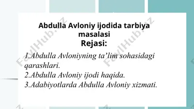 abdulla avloniy ijodida tarbiya masalasi — PPTX