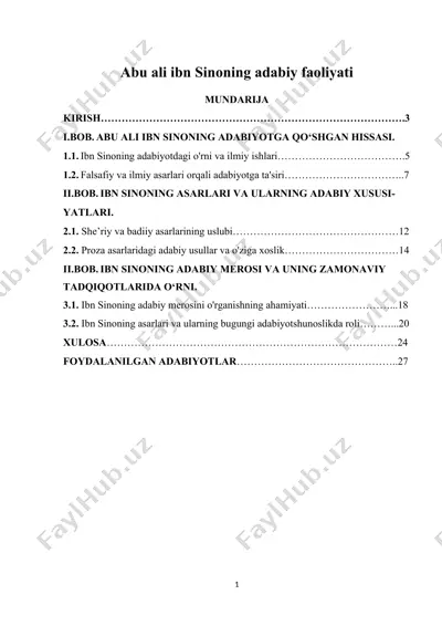 abu ali ibn sinoning adabiy faoliyati — DOCX