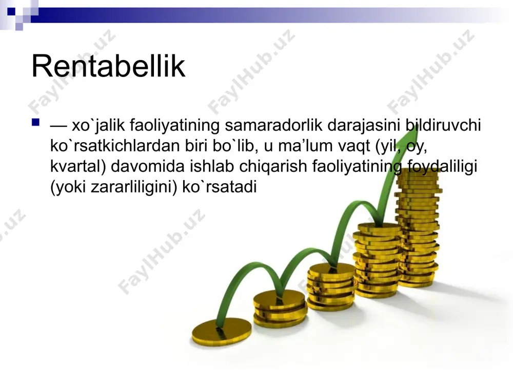 n salmog‘i haqidagi omil koeffitsiyenti manfiy ishoraga ega bo‘lishi - o‘rganilayotgan ho‘jaliklar iqtisodiyoti juda yomon ahvolda ekanligi haqida darak beradi, chunki don ishlab chiqarishdan juda kam foyda olinadi (uning rentabellik darajasi past). ho‘jalik oqilona yuritilib don bozorida baholar barqaror bo‘lganda edi, ekin maydonda uning salmog‘i oshishi bilan foyda darajasi pasaymasdan, aksincha, oshgan bo‘lar edi. demak, foyda darajasining umumiy variatsiyasidan 89,8 % mehnat sarfi, don ekinlari salmog‘i va ularning hosildorligining o‘zgaruvchanligi natijasi hisoblanadi, ya’ni foyda darajasi bilan ushbu omillar orasida kuchli bog‘lanish mavjud. image1.jpeg image2.png image3.jpeg image4.wmf oleobject1.bin image5.jpeg image6.jpeg image7.jpeg image8.wmf oleobject2.bin image9.png å å = = + - + - - - n i i n i k m m m i k m m m y y y y r 1 2 2 1 ... 1 , , 1 ... 012 ) ( ... 1 , , 1 ... 012 ) ( ) ˆ = 948 , 0 …