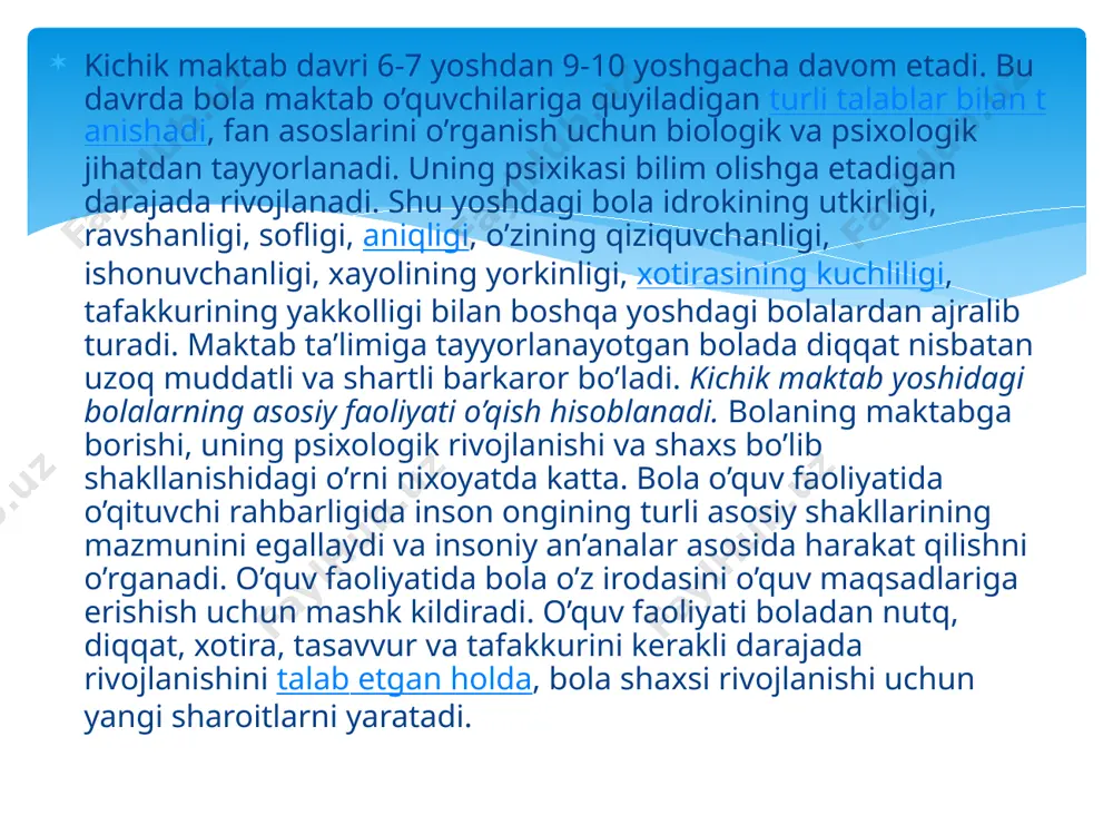 kichik maktab yoshi davrida psixik rivojlanish xususiyatlari - Page 5