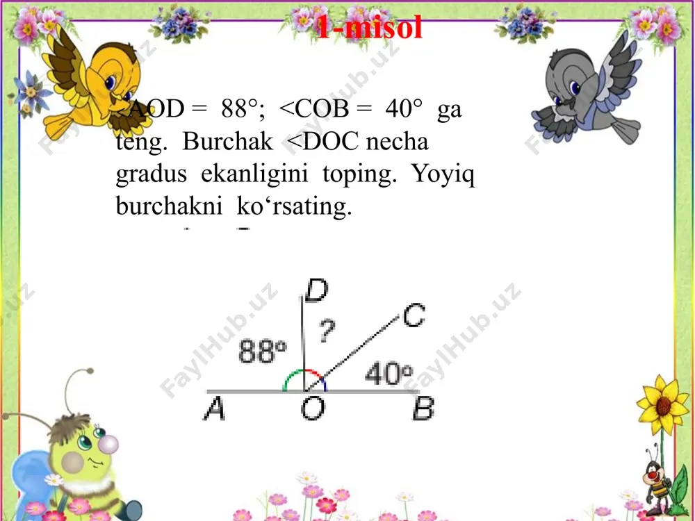 "burchak gradusini mustahkamlash" matematika darsi taqdimoti - Page 5