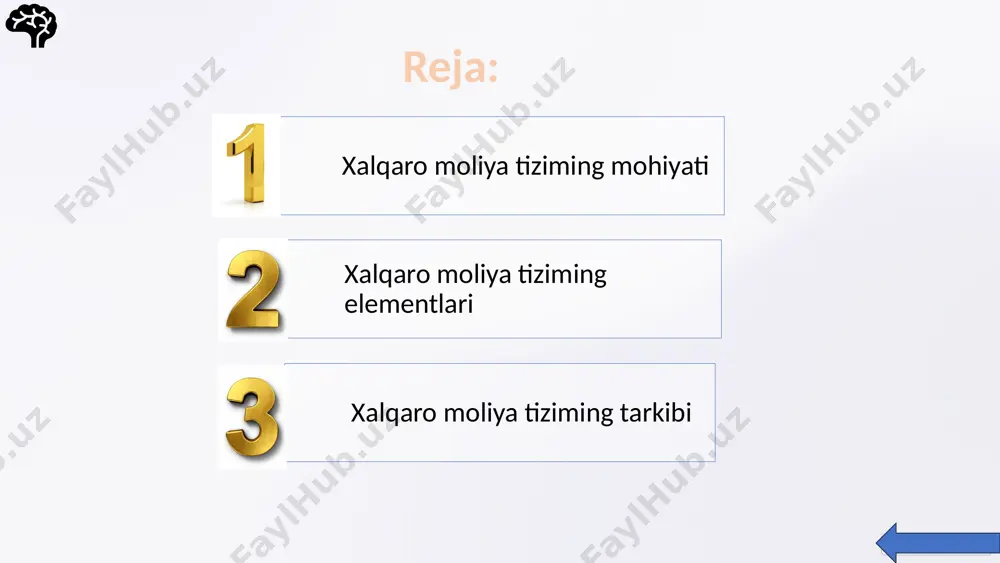 llar hukmronligi aqsh dollari markaziy rol o'ynadi, keyin bekor qilindi. 3 suzuvchi kurslar suzuvchi valyuta kurslariga o'tish oqibatlarga olib keldi. 8 xalqaro moliya tizimining tarkibi: xalqaro moliya institutlari xalqaro valyuta tizimi xalqaro moliyaviy bozorlar xalqaro investitsiyalar tizimi xalqaro to‘lov tizimi xalqaro moliyaviy huquq va tartin-qoidalar xalqaro valyuta jamg'armasi (xvj) 1 maqsadlar moliyaviy barqarorlikni ta'minlash asosiy vazifa hisoblanadi. iqtisodiy o'sishga ko'maklashish ham muhim. 2 kreditlash stand-by arrangement kabi mexanizmlar mavjud. shartlar davlatlarga ta'sir qiladi. 3 kuzatuv world economic outlook hisoboti global tahlilni ta'minlaydi. 10 jahon banki qashshoqlikni kamaytirish bank qashshoqlikni kamaytirishga intiladi. barqaror rivojlanish barqaror rivojlanishga ko'maklashish muhim. kreditlash infratuzilma loyihalari moliyalashtiriladi. 11 xalqaro hisob-kitoblar banki (bis) markaziy banklar uchun bank bis markaziy banklar bilan ishlaydi. moliyaviy barqarorlik u moliyaviy barqarorlikni kuzatadi. bazel kelishuvlari bazel kelishuvlari tartibga solishga yordam beradi. 12 global moliyaviy inqirozlar osiyo inqirozi 1997-1998 yillardagi osiyo inqirozi ta'sir ko'rsatdi. rossiya inqirozi 1998-yilgi rossiya inqirozi ham muhim. global inqiroz …