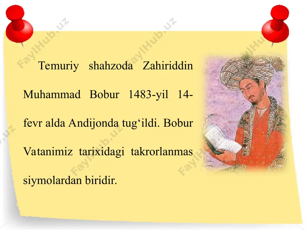 iyatiga muvofiq, xoki kobulga keltirilib, o‘zi bunyod ettirgan «bog‘i bobur»ga qo‘yildi. bobur o‘zbekiston mustaqillikka erishganidan so‘ng o‘z yurtida haqiqiy qadr-qimmat topdi. andijon shahrida bobur nomida universitet, teatr, kutubxona, milliy bog‘ («bog‘i bobur») bor. bobur milliy bog‘i majmu asida «bobur va jahon madaniyati» muzeyi, shoirning ramziy qabr-maqbarasi bunyod etilgan. shahar markazida va bobur bog‘idagi yodgorlik majmuyida shoirga haykal o‘rnatildi. andijondagi markaziy ko‘chalardan biriga, shun ingdek, toshkentdagi istirohat bog‘i va ko‘chaga, andijon viloyati, xonobod shahridagi istirohat bog‘iga bobur nomi berildi. o‘zbekiston fanlar akademiyasining bobur nomidagi medali ta’sis etildi. boburning kobuldagi maqbarasi «bobur va jahon madaniyati» muzeyi (andijon) 1993-yil 23-dekabrda tashkil etilgan xalqaro bobur jamg‘armasi bobur ijodini o‘rganishda katta ishlarni amalga oshirdi. jamg‘armaning ilmiy ekspeditsiyasi 10 dan ortiq sharq mamlakatlari bo‘ylab ilmiy safarlar uyushtirib, bobur va bo buriylar qadamjolari, ularning ilmiy merosiga oid yangi ma’lumotlar to‘plab, ularni ilmiy iste’molga kiritdi. mazkur ma’lumotlar asosida 10 dan ziyod ilmiy, hujjatli, badiiy asarlar, 10 ga yaqin …