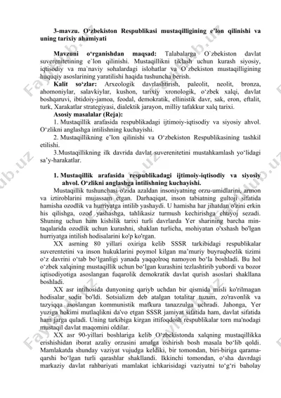 o‘zbekiston respublikasi mustaqilligi — DOC