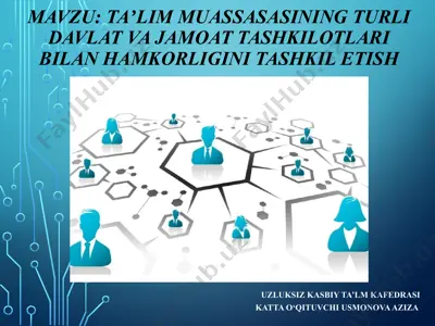 ta'lim muassasasining turli davlat va jamoat tashkilotlari bilan hamkorligini tashkil etish — PPTX