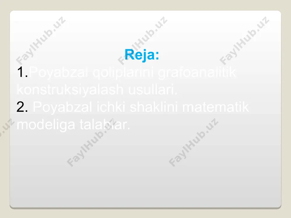 azsh uchun [0,62] dan foydalaniladi anatomik nuqtalar asosiy chiziq koeffitsient (a) ichki to‘piq markazi i 0,23 oyoqning bukilish nuqtasi ii 0,41 oyoq panjasining o‘rtasi iii 0,48 birinchi kaft suyagining distal boshchasining markazi iv 0,68 beshinchi barmoq oxiri v 0,78