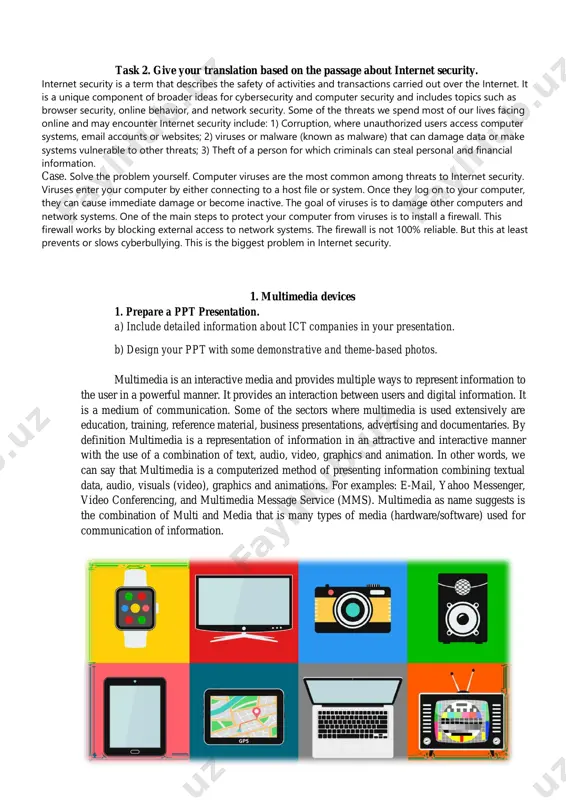 ser in a powerful manner. it provides an interaction between users and digital information. it is a medium of communication. some of the sectors where multimedia is used extensively are education, training, reference material, business presentations, advertising and documentaries. by definition multimedia is a representation of information in an attractive and interactive manner with the use of a combination of text, audio, video, graphics and animation. in other words, we can say that multimedia is a computerized method of presenting information combining textual data, audio, visuals (video), graphics and animations. for examples: e-mail, yahoo messenger, video conferencing, and multimedia message service (mms). multimedia as name suggests is the combination of multi and media that is many types of media (hardware/software) used for communication of information. communication technology and multimedia services- the advancement of high computing abilities, communication ways and relevant standards has started the beginning of an era where you …