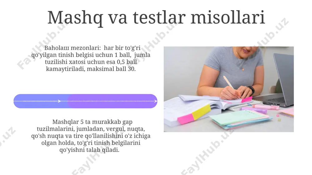 tinish belgilaridan foydalanish bo'yicha mashq va testlar ustida ishlash - Page 4