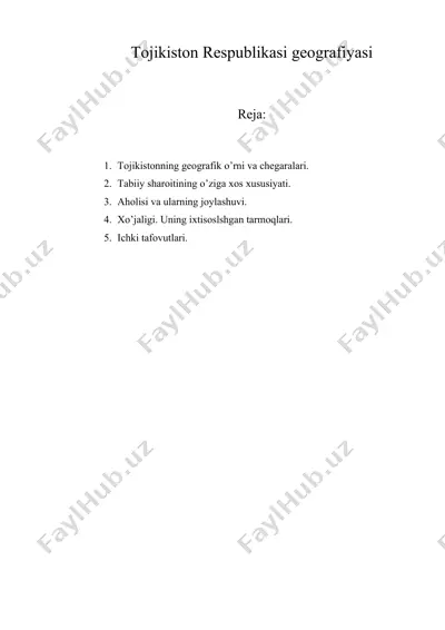 tоjikistоn rеspublikаsi geografiyasi — DOC
