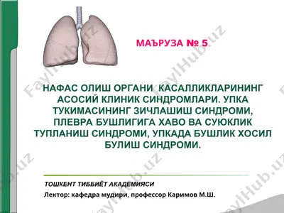 нафас олиш органи касалликларининг асосий клиник синдромлари — PPT