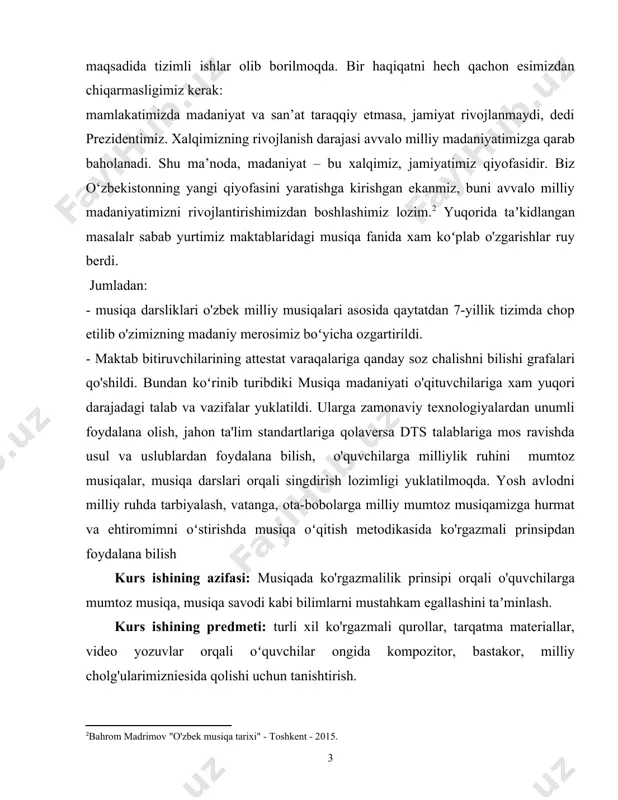 video yozuvlar orqali oʻquvchilar ongida kompozitor, bastakor, milliy cholg'ularimizniesida qolishi uchun tanishtirish. kurs ishining obyekti: ko'rgazmali materiallardan foydalanishda milliyligimizga, cholgʻu asboblarimizga, kompozitor va bastakorlar, tarixiy va klassik nota yozuvlaridan toʻgʻri tanlay bilish va foydalanish. i bob. o'zbek milliy musiqa san’atining mohir ijrochilari va ma’naviy qatlamlari. 1.1 ijrochilik san’atining ma’naviy qatlamlari qadimiy san’atlardan bo`lmish musiqa o`zining shakllanishi jarayonidan hozirgi davrimizgacha insoniyatning ijtimoiy hayoti bilan bog`liq holda shakllanib rivojlangan. hayot tizimining turli shart-sharoitlariga asoslangan holda musiqiy namunalar bunyod etilgan. o`zining ravnaqi yo`lida yirik-yirik asarlar vujudga kelishiga zamin yaratilgan. musiqiy merosimizning murakkab va mukammal jihatlari, boy imkoniyatlari musiqa san`atining insoniyat hayotida muhim ahamiyat kasb etganligidan dalolat beradi. har bir musiqa asarining yaratilishi va uning tinglovchilarga manzur bo`lib, avloddan-avlodga o`tishida taniqli olim b. asafev ta`kidlagan "uchlik" ahamiyatlidir. bu esa ijodkor, ijrochi va tinglovchilarning mutanosibligidir. har bir asar ana shu jarayon mutanosibligini ta`minlasa, u albatta musiqiy meros namunalari qatoridan joy olishi, ustozona musiqa ijodiyoti talablariga …