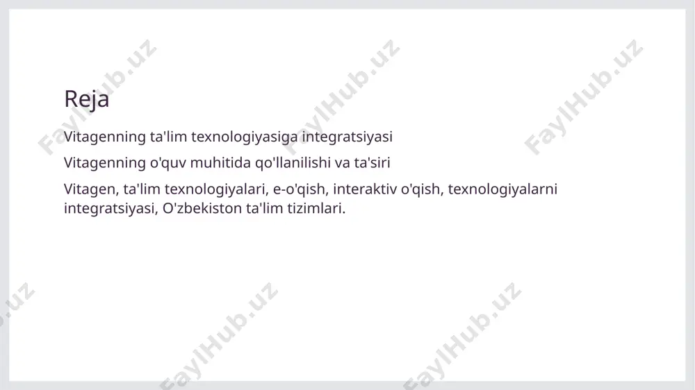 muhitiga integratsiyasi o'quv jarayonini interaktivlashtiradi, ta'limning jadvalini rivojlantiradi va talabalar uchun motivatsiyani oshiradi. texnologik ilovalarni qo'llash vitagenning o'quv muhitiga integratsiyasi texnologik ilovalarni qo'llashni ta'minlaydi, o'quv jarayonini yanada samarali va sodda qiladi. vitagenning ta'siri va o'quv natijalari vitagen, o'quv jarayonlariga yangi tajribalar kiritadi va o'quv natijalarini oshiradi. interaktiv o'quv usullari yordamida talabalarning motivatsiyasini oshiradi va ta'lim texnologiyasini rivojlantiradi. photo by tuyen vo on unsplash vitagenning ta'lim texnologiyalariga integratsiyasi 01 vitagenning roli vitagen ta'lim texnologiyalariga integratsiyasi, o'quv jarayonida vitagenning o'ziga xos ro'li va ahamiyati haqida o'quvchilarga tushuntiradi. 02 amaliyotda o'zlashtirish vitagenning ta'lim texnologiyalariga integratsiyasi, o'quv jarayonida amaliyotda o'zlashtirishni oshiradi va talabalar uchun samarali o'rganish imkoniyatlarini yaratadi. 03 o'quv dasturiy ta'minoti vitagenning ta'lim texnologiyalariga integratsiyasi, o'quvchilarga o'zlashtirish va o'rganish jarayonida yuqori sifatli va innovatsion dasturiy ta'minotlarni taqdim etadi. vitagenning o'quv muhitida o'rnatilishi va ta'siri 1 vitagenning muhitda joylashishi vitagenning o'quv muhitasiga integratsiyasi o'quv jarayonlarini yanada samarali qiladi va talabalar uchun yangi imkoniyatlar yaratadi. …