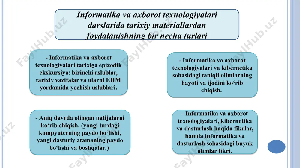 alar berish bosqichida o‘qituvchi olib borilgan to‘garak ishini yutuqlari, kamchiliklari, kelajakda qo‘shimcha qilinishi lozim bo‘lgan ishlarni belgilab oladi va kerak bo‘lganda tavsiyalar beradi. ba’zida to‘garaklar a’zolari va rahbari hamkorligida “quvnoqlar va zukkolar, “zakovat”, “kim iqtidorli”, “bilimdonlar klubi” kabi kechalar tashkil etiladi. bahs munozarani loyihalashtirish bosqichlari tayyorgarlik (izlanish) bosqichi; o‘qituvchi mavzuni tanlaydi, guruhlarni shakllantiradi, so‘zga chiquvchilarni va vaqtni belgilaydi, e’lonni tayyorlaydi, tarqatadi. loyihani tayyorlash(konstruktorlik) bosqichi; o‘quvchilar bilan birgalikda mavzu bo‘yicha materiallarni yig‘adi, nutqni yozadi, so‘zga chiquvchilarni taqsimlaydi, mashq qildiradi, ekspertlar tomonidan beriladigan namunaviy savollarni tayyorlaydi. loyihani bajarish, amalga oshirish bosqichi; bahs munozarani o‘tkazadi. ma’qul topsa bo‘lsa, chetdan o‘qituvchilarni, o‘quvchi, talabalar, ota-onalarni taklif qiladi. yakunlovchi bosqich; bahs munozaraga qatnashganlarni rag‘batlantiradi, ochiq qolgan savollarni umumlashtirib javoblar beriladi, qo‘shimchalar qilinadi. xulosa va tavsiyalar berish bosqichi; o‘tkazilgan bahs munozara haqida xulosa qiladi: o‘qituvchi o‘zi uchun yutuq va kamchiliklarni belgilab oladi. yutuqlarni ko‘paytirish, kamchiliklarni bartaraf etish uchun tavsiyalar beradi. soha fidoiysi, mehnat faxriysi bilan uchrashuv loyihasi …
