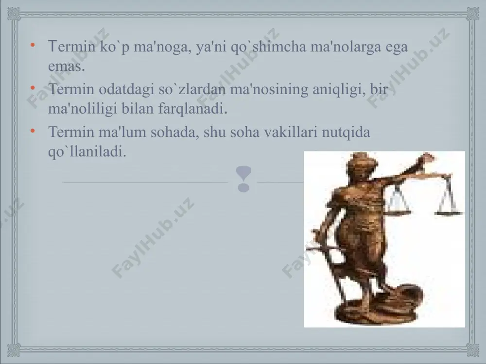 h, aldash, majburlash va h.k. sintaktik usul bilan termin yasash sintaktik usul bilan termin yasalishi deganda so`z birikmasining so`zga aylanishi tushuniladi.til taraqqiyoti jarayonida ma'lum bir so`z birikmasi yagona leksik ma'no kasb etishi natijasida sintaktik birlikdan leksik birlikka aylanadi. ya'ni birikma xarakteridagi terminlar nominativ vazifani bajarib, bir yagona termin shakliga o`tadi. bu hodisa yuridik sohaga oid tarixiy terminlarning yasalishida ham faol bo`lgan. masalan: mingboshi, ellikboshi, yuzboshi, qozikalon, mirzaboshi kabi qo`shma so`zlar shu yo`l bilan yuzaga kelgandir. e’tiboringiz uchun rahmat!!!