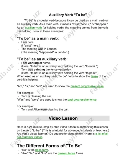 the verb "to be" in english — DOCX