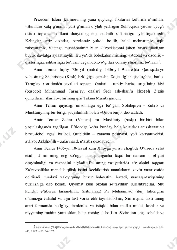 i uning amri farmonida bo‘lg‘ay, tamkinlik va istiqlol bilan mulku millat, lashkar va rayyatning muhim yumushlari bilan mashg‘ul bo‘lsin. sizlar esa unga tobelik va bo‘ysunish marosimini o‘rniga qo‘yinglar, birgalikda uni qo‘llab-quvvatlanglar, toki olam buzilmasin… . mamlakat manfaati va xalqlar farovonligi bobida (kishilar tajribasida) nimaiki aytilgan bo‘lsa, yodda tutinglar. rayyat va qo‘l ostingizdagilar ahvolidan bexabar qolmang. qilich dastasini shijoat va mardlik qo‘li bilan mahkam ushlanglar, shundagina men kabi podshohlik tizginini mustahkam tutgaysizlar. shu yo‘l bilan men turon va eronni muxoliflar va mufsidlardan tozaladim, adolat va ehson orqali obod etdim. agar mening vasiyatlarimga amal qilgudek bo‘lsangiz, adolat va himmatni o‘zingizga maqsad qilib olsangiz, davlat va mulk uzoq yillar davomida siz bilan qolgay. agar oralaringda bir qadar qarama-qarshilik yuz bergudek bo‘lsa, bilingki, uning oqibati yaxshilik bilan tugamaydi. chunki (bunday sharoitda) dushmanlar fikrini fisqu fasod qamrab oladi va (bu sizlar uchun ko‘plab kutilmagan) qiyinchiliklarni tug‘diradi. rivoyat qilishlaricha, tarag‘ay bahodir kunlarning birida g‘alati tush ko‘radi. …