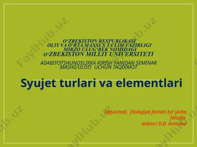 syujet turlari va elementlari — PPTX