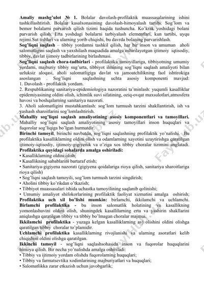 bolalar davolash-profilaktik muassasalarining ishini tashkillashtirish — DOCX