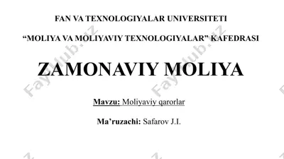 moliyaviy qarorlar — PPTX