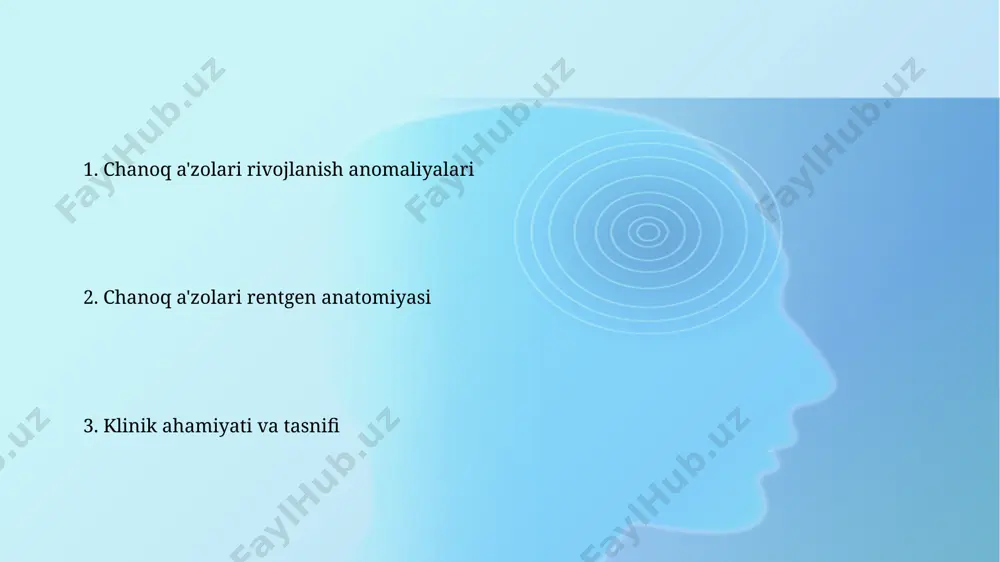 biri hisoblanadi va homiladorlik asoratlariga olib kelishi mumkin. bachadonning rentgen anomaliyalari bachadonning septali anomaliyasi, ya'ni bachadon bo'shlig'ining to'liq yoki to'liq bo'lmagan to'siq bilan bo'linishi, 3-5% ayollarda uchrab, takroriy abortlarga sabab bo'lishi mumkin. bachadon agenezisi (mayer-rokitanski-kuster-hauser sindromi) – bachadonning tug'ma yo'qligi, taxminan 1:5000 ayollarda uchraydi va reproduktiv funksiyaning buzilishiga olib keladi. siydik pufağining rentgen anomaliyalari siydik pufagining duplikatsiyasi (ikki marta rivojlanishi) juda kam uchraydigan anomaliya bo'lib, rentgenografiyada ikkita alohida siydik pufagi konturlari ko'rinishi mumkin, har biri o'z siydik yo'li bilan bog'langan bo'lishi mumkin. siydik pufagining ektopiyasi, ya'ni siydik pufagining normal joylashuvidan tashqarida joylashishi, 1000 tug'ilishda taxminan 1 tasini tashkil etadi va turli darajadagi siydik yo'llari obstruktsiyasiga olib kelishi mumkin. kichik chanoq organlarining rentgen anatomiyasi rentgenografiya yordamida kichik chanoq organlarining 1-2 mm gacha bo'lgan kichik o'zgarishlarini aniqlash mumkin, bu esa patologik jarayonlarni erta bosqichda aniqlashga yordam beradi. kichik chanoq suyaklari rentgenogrammalarida 30-40 daraja og'ish burchagi bilan tasvirlanadi, bu esa normal anatomik tuzilishni …