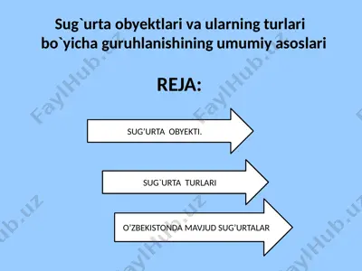 sug`urta obyektlari va ularning turlari bo`yicha guruhlanishining umumiy asoslari — PPTX