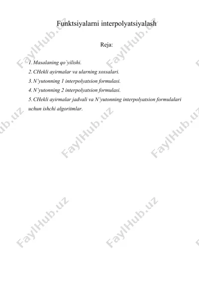 funktsiyalarni interpolyatsiyalash — DOC