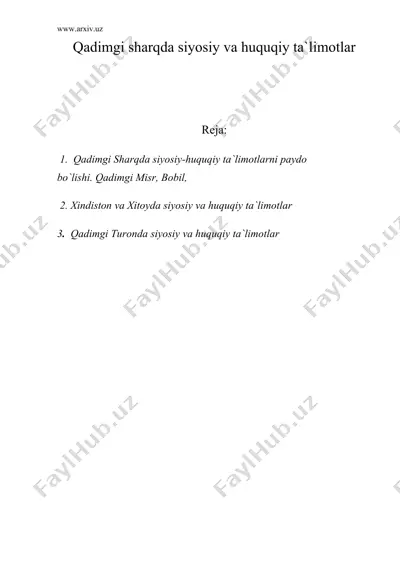qadimgi sharqda siyosiy va huquqiy ta`limotlar — DOC