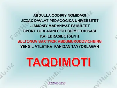 sakrash, uloqtirish va ko‘p kurash turlari texnikasini o‘rgatish metodikasi — PPT