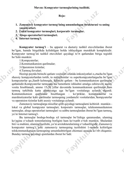 kompyuter tarmoqlarining tuzilishi — DOCX