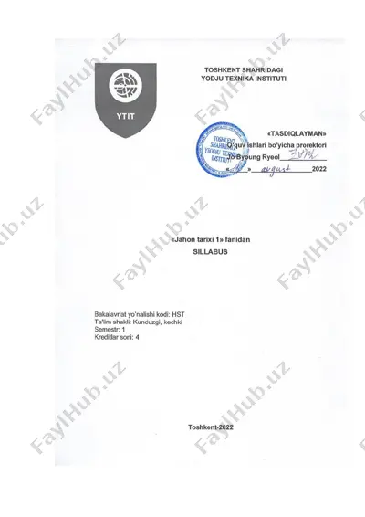 jahon tarixi kurs ta'limi — PDF