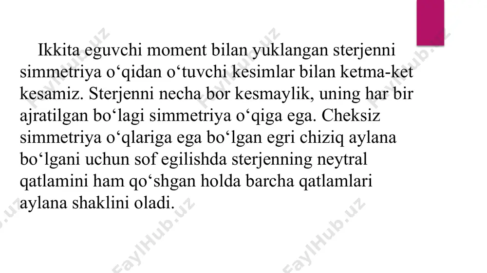brus ko’ndalang kesimidagi ichki kuchlar va ularni aniqlash. sоf egilish - Page 4